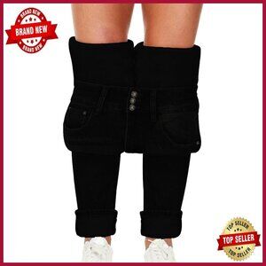 Fleece Lined Skinny Jeans Thermal Winter Warm Stretch Denim Pants